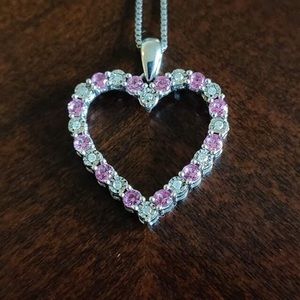 Kay Jewelers Pink Sapphire Diamond Heart Necklace